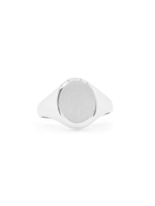 Matte Oval Signet Ring, Silver