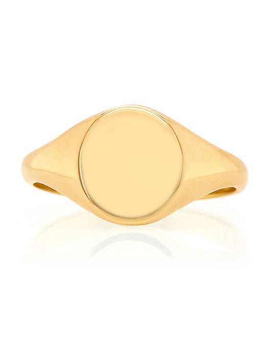 Plain Oval Signet Ring, 9 Carat Yellow Gold