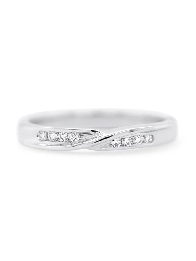 Diamond set wedding ring, 18K White Gold, T=0.08ct.