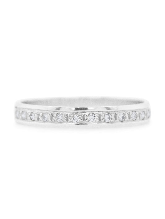 Sleek T=0.14 Carat Diamond Set Band, 18 Carat White Gold.