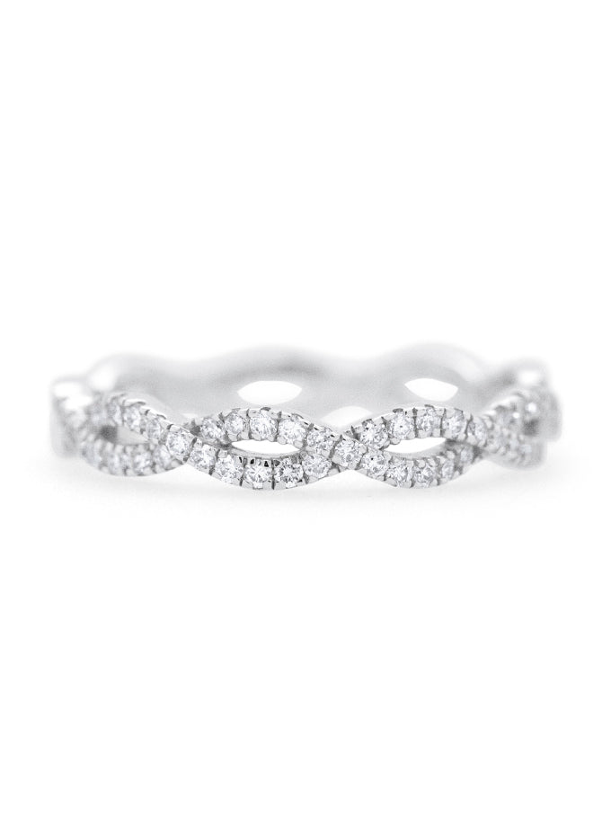 Entwined White Gold Diamond Band, 18K White Gold.