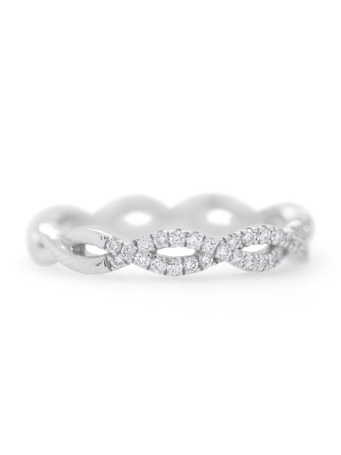 Entwined White Gold Diamond Band, 18K White Gold.