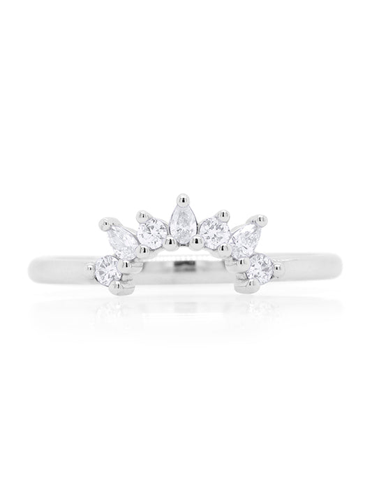 Diamond Set Band in 18 Carat White Gold, T=0.21ct.