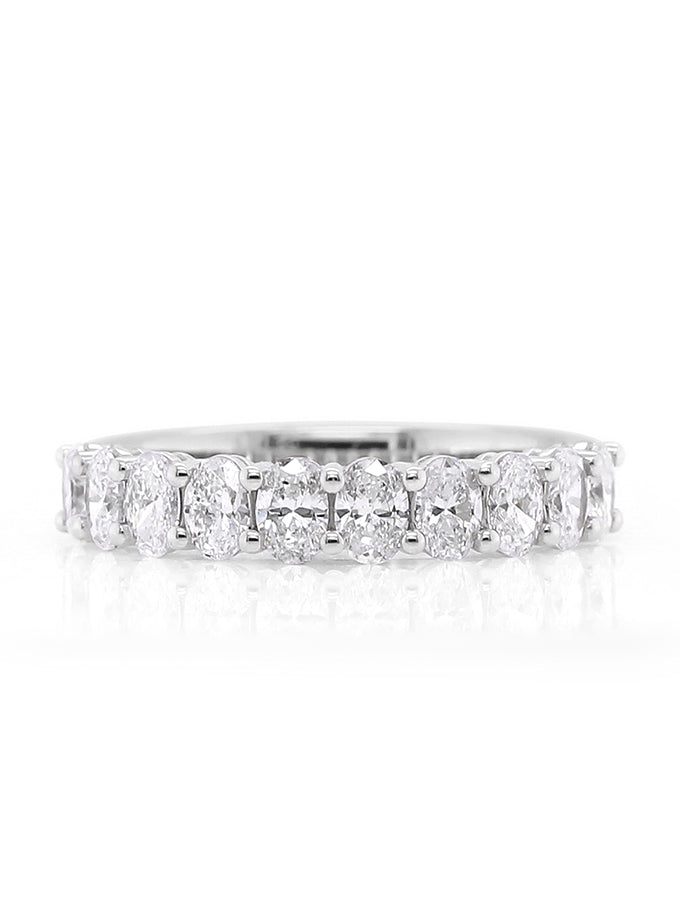 Lab Grown Oval Diamond Set Wedding Band, 18 Carat White Gold