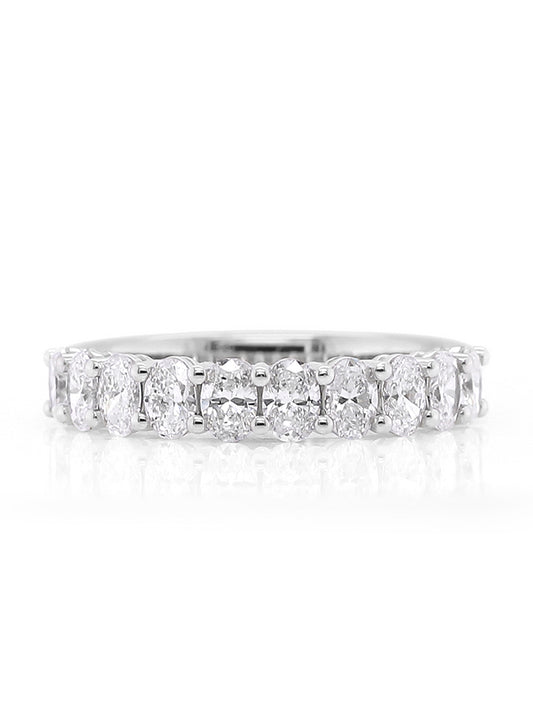 Lab Grown Oval Diamond Set Wedding Band, 18 Carat White Gold