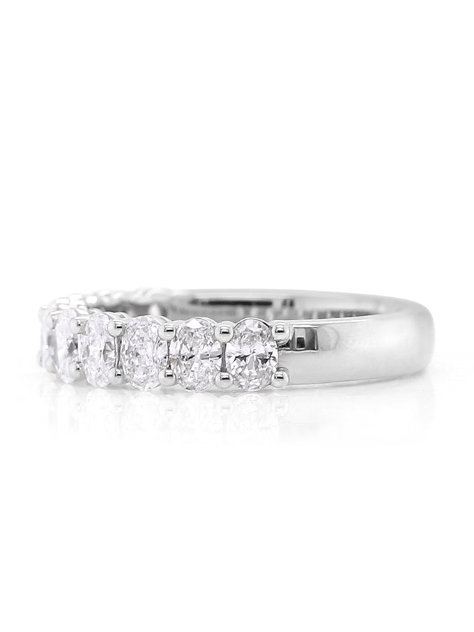 Lab Grown Oval Diamond Set Wedding Band, 18 Carat White Gold