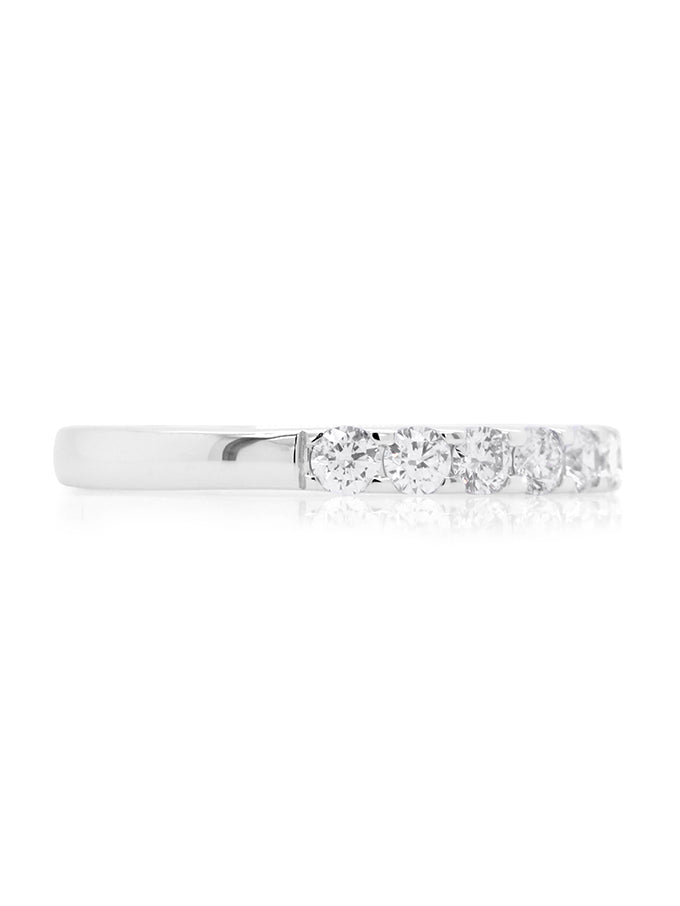 Lab Grown 0.73 Carat Diamond Band Claw Set in 18 Carat White Gold