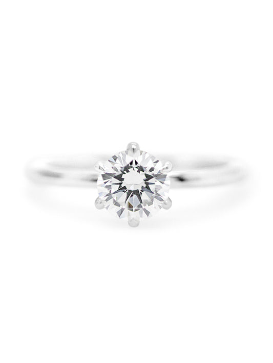 Lab Grown Solitaire Diamond Ring, 18K White Gold T=1.00ct