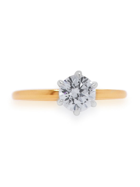 Lab Grown RBC Solitaire Diamond, 18K Yellow Gold T=1.00ct