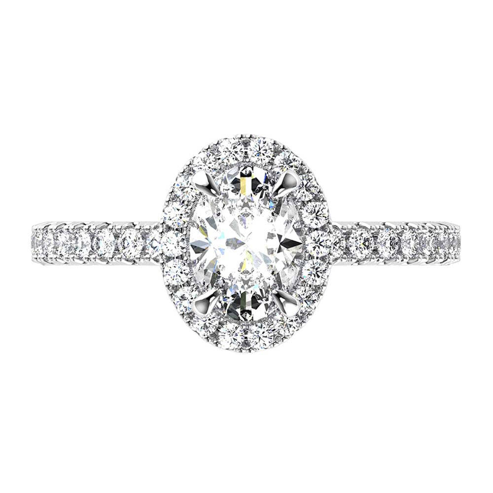 Sally-Halo Oval Cut Diamond, Lab Grown Diamonds, Ring Setting.