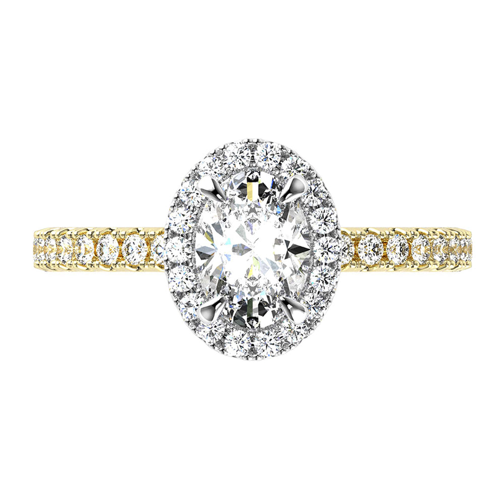 Sally-Halo Oval Cut Diamond, Lab Grown Diamonds, Ring Setting.