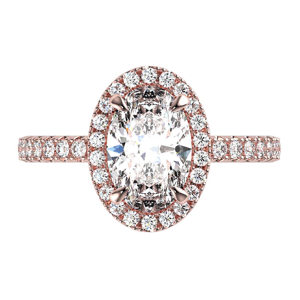 Sally-Halo Oval Cut Diamond, Lab Grown Diamonds, Ring Setting.