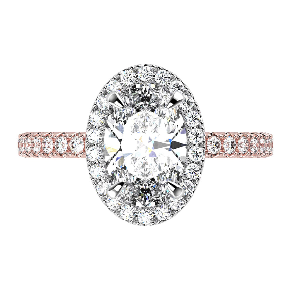 Sally-Halo Oval Cut Diamond, Lab Grown Diamonds, Ring Setting.