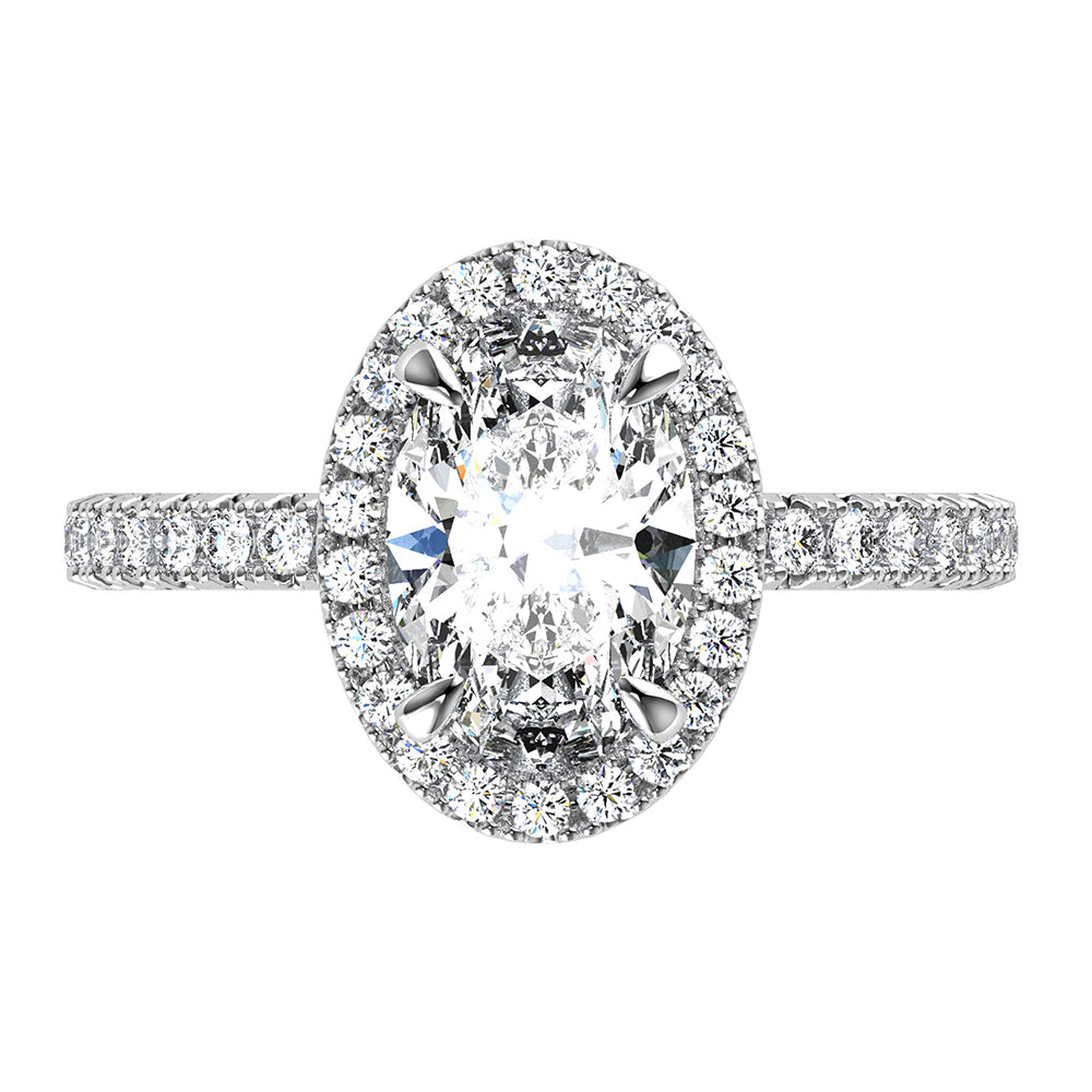 Sally-Halo Oval Cut Diamond, Lab Grown Diamonds, Ring Setting.