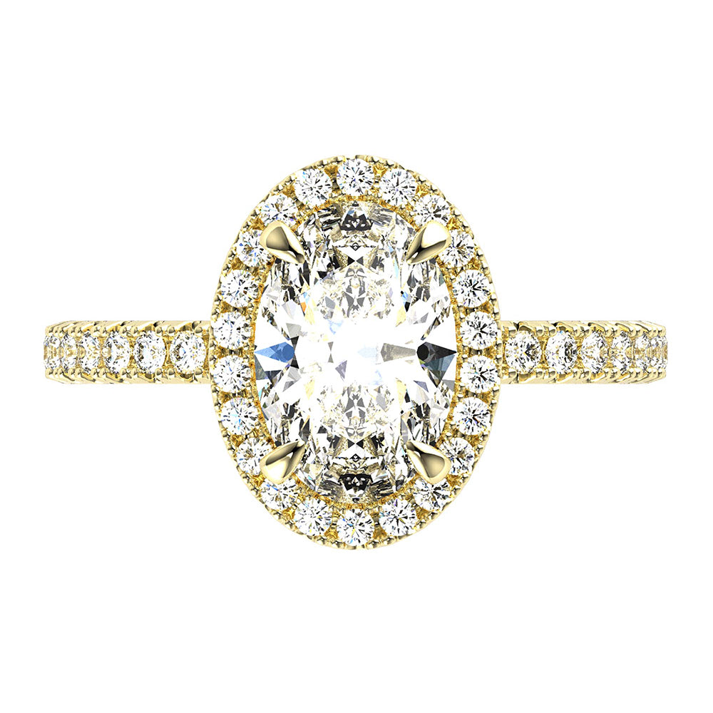 Sally-Halo Oval Cut Diamond, Lab Grown Diamonds, Ring Setting.