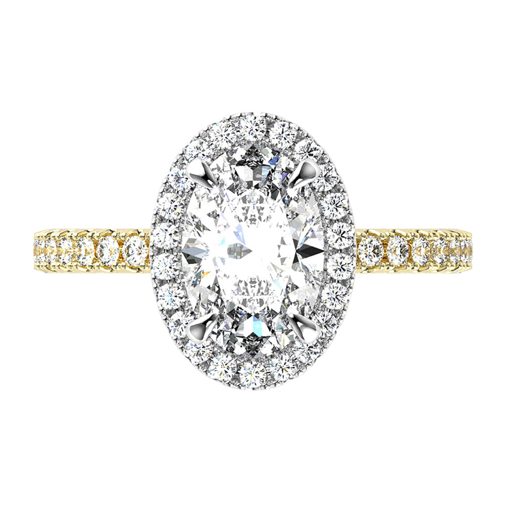 Sally-Halo Oval Cut Diamond, Lab Grown Diamonds, Ring Setting.