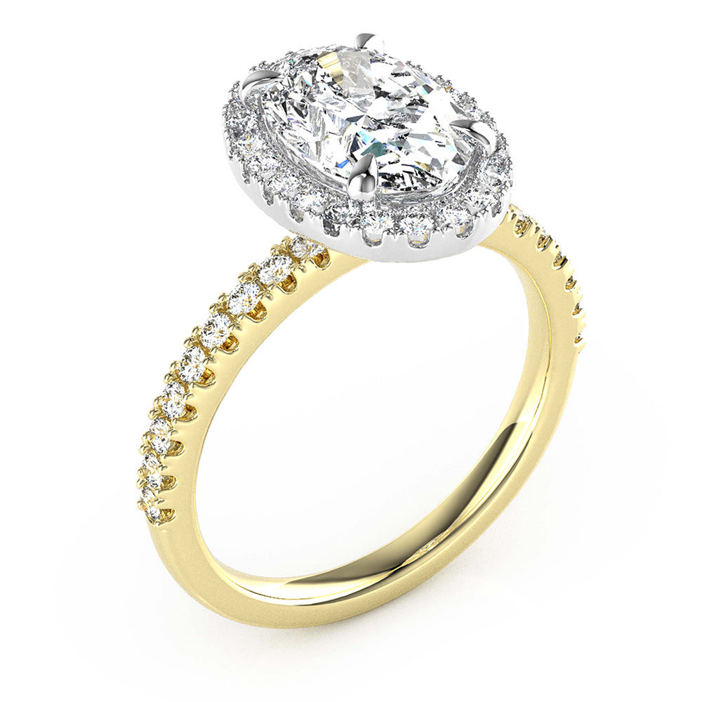 Sally-Halo Oval Cut Diamond, Lab Grown Diamonds, Ring Setting.