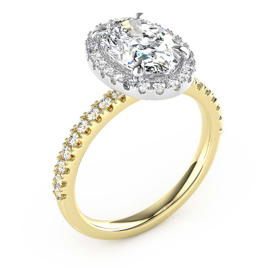 Sally-Halo Oval Cut Diamond, Lab Grown Diamonds, Ring Setting.