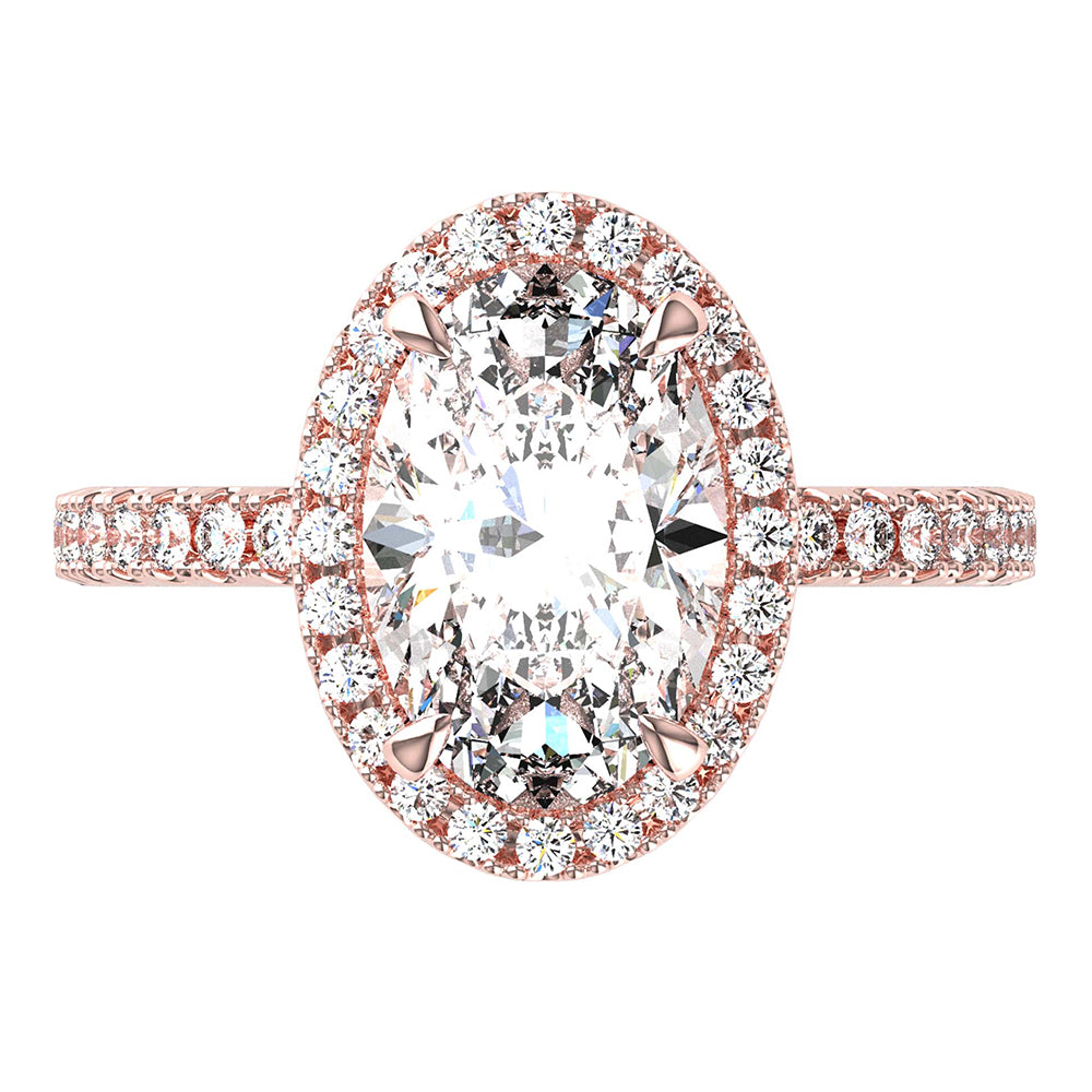 Sally-Halo Oval Cut Diamond, Lab Grown Diamonds, Ring Setting.