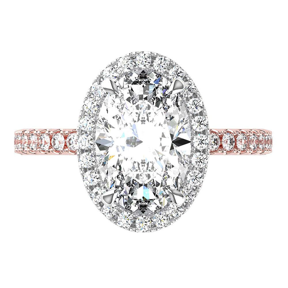 Sally-Halo Oval Cut Diamond, Lab Grown Diamonds, Ring Setting.