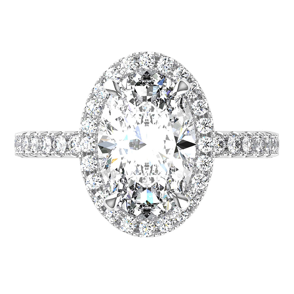 Sally-Halo Oval Cut Diamond, Lab Grown Diamonds, Ring Setting.