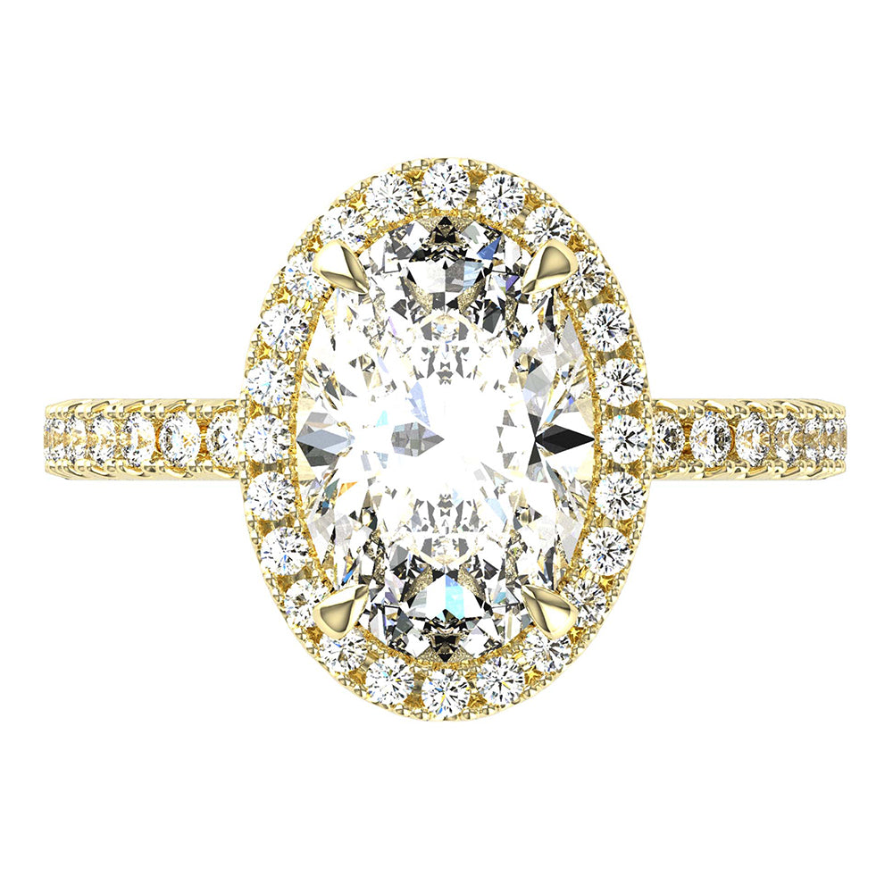 Sally-Halo Oval Cut Diamond, Lab Grown Diamonds, Ring Setting.