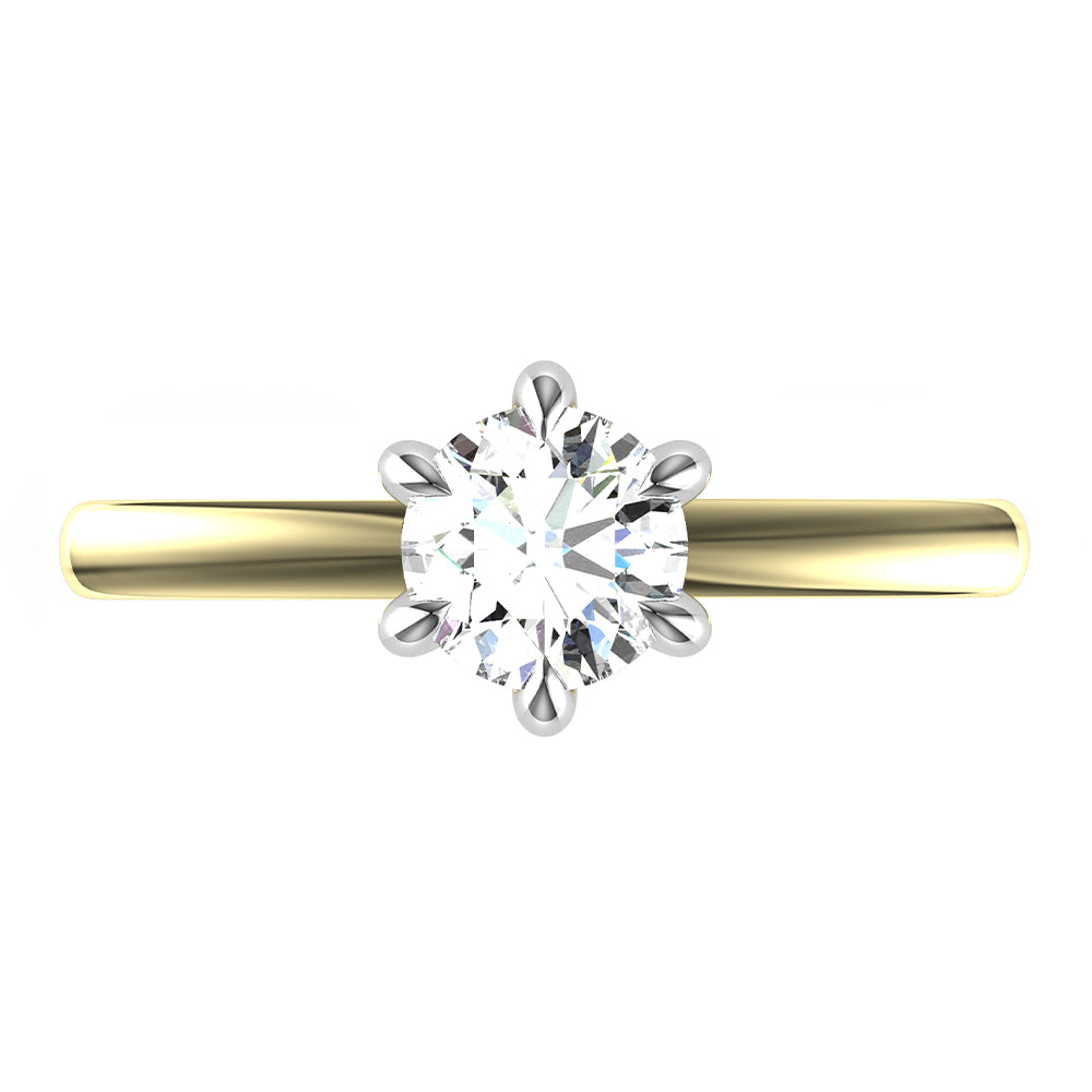 Isla-Round Cut Solitaire with hidden halo, Ring setting.