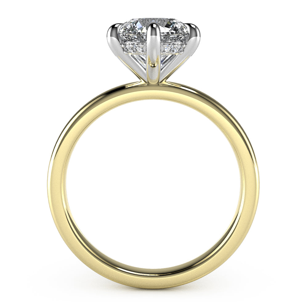 Isla-Round Cut Solitaire with hidden halo, Ring setting.