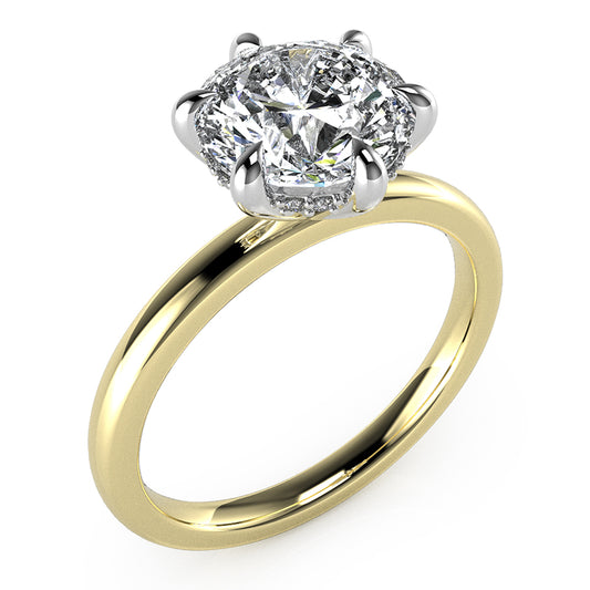 Isla-Round Cut Solitaire with hidden halo, Ring setting.