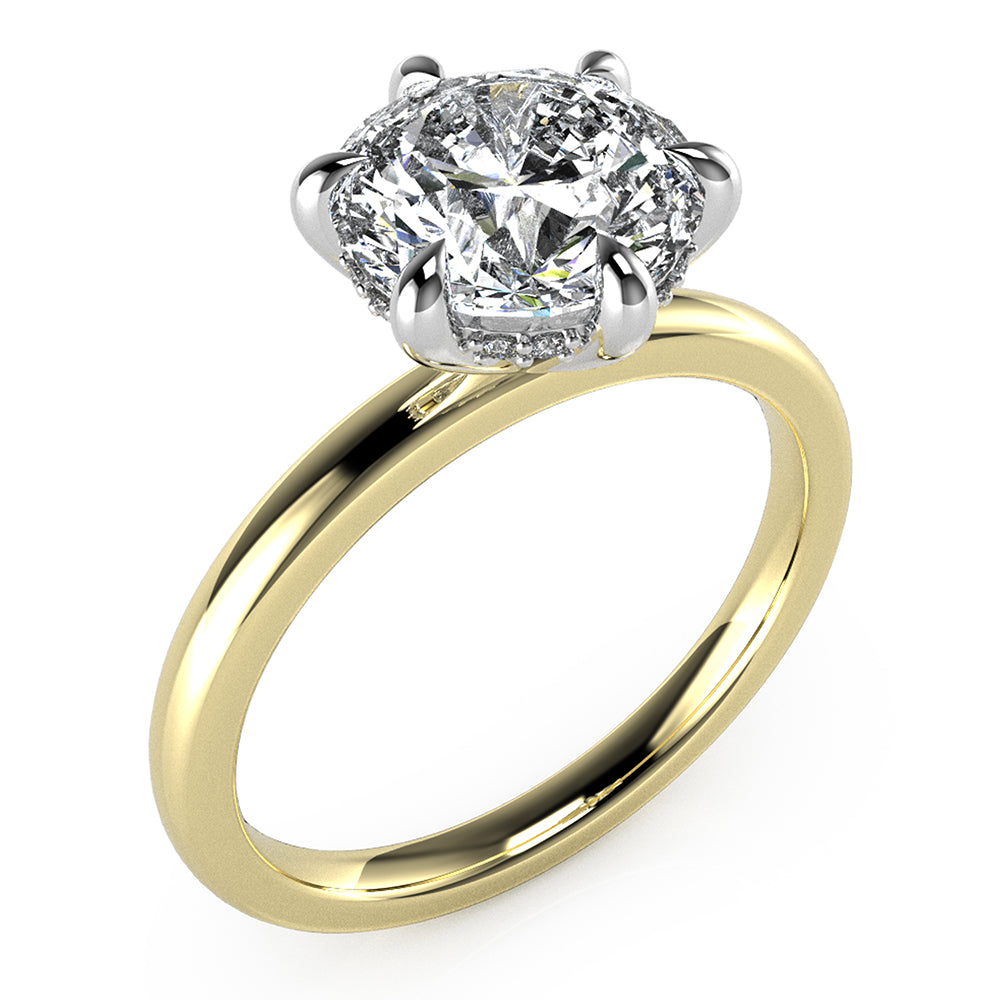 Isla-Round Cut Solitaire with hidden halo, Ring setting.