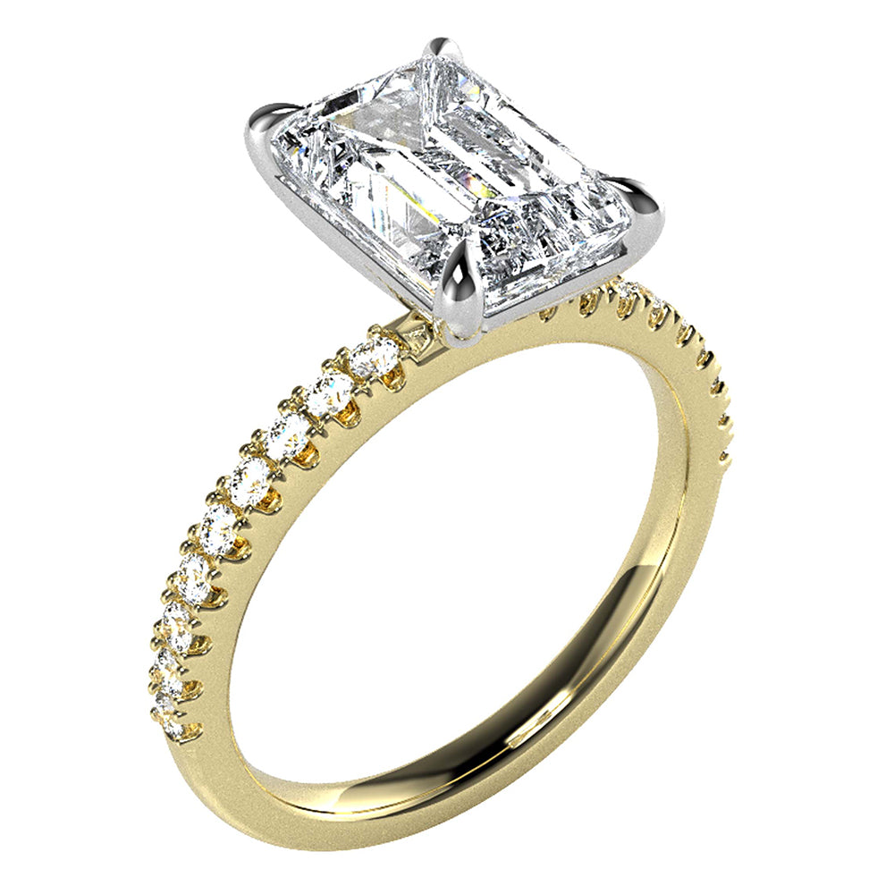 Vidhi-Emerald Cut Diamond, Lab Grown Diamond Shoulder setting.