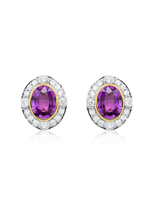 Georges Guillaume Designer 7x5 Pink Sapphire & Diamonds, 18K YG.
