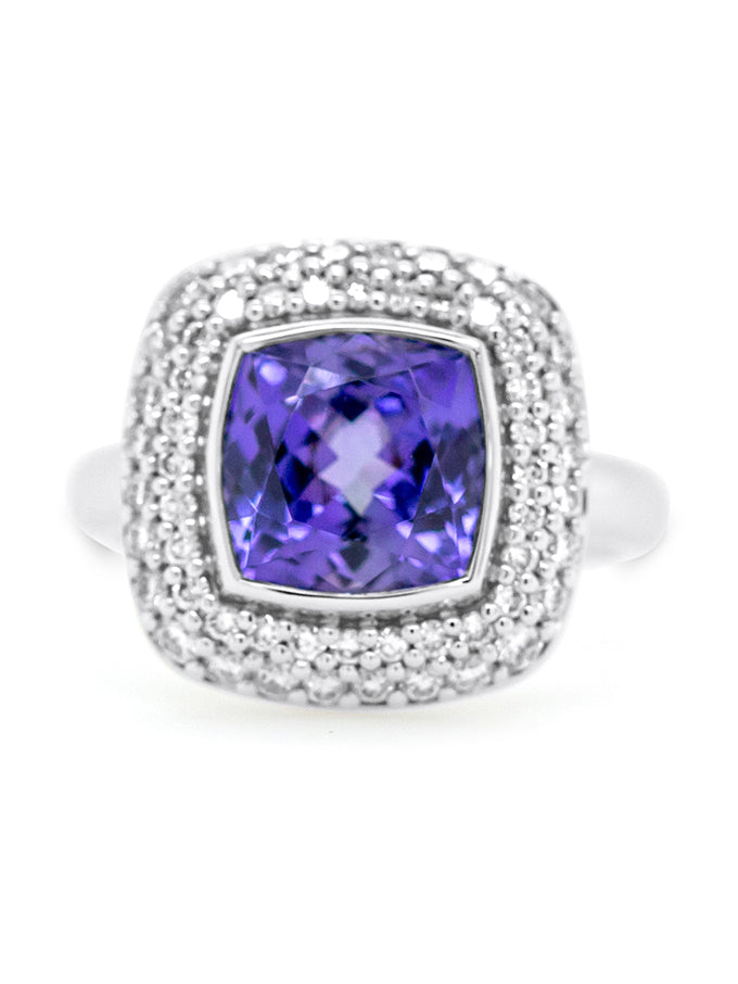 Georges Guillaume Designer, Tanzanite & Diamond set in 18K White Gold.