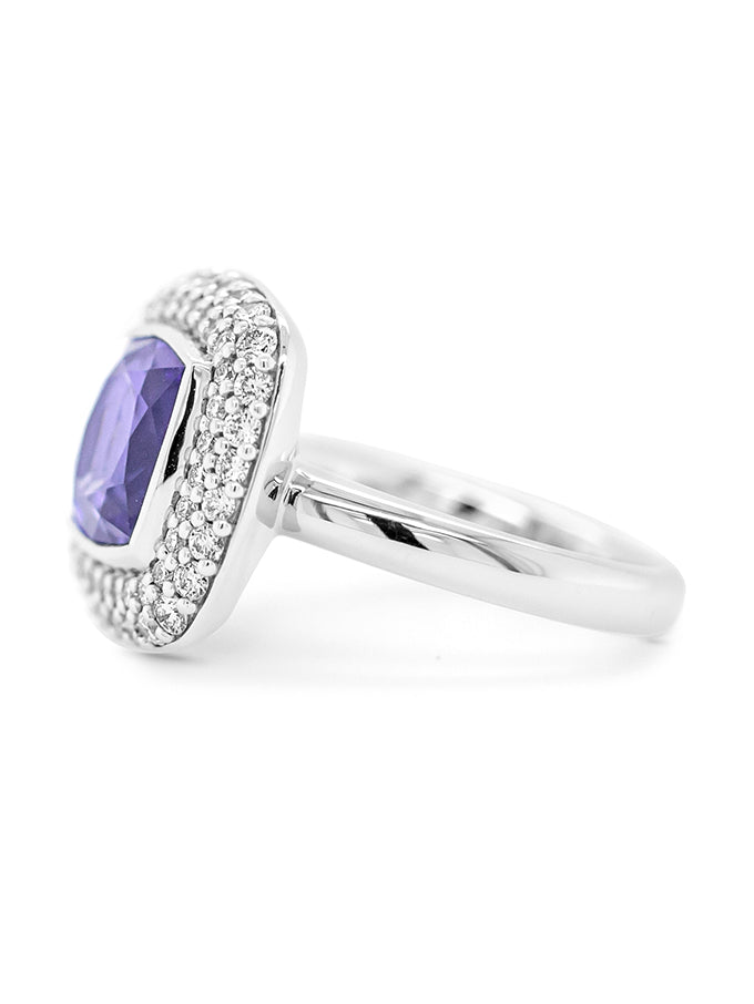 Georges Guillaume Designer, Tanzanite & Diamond set in 18K White Gold.