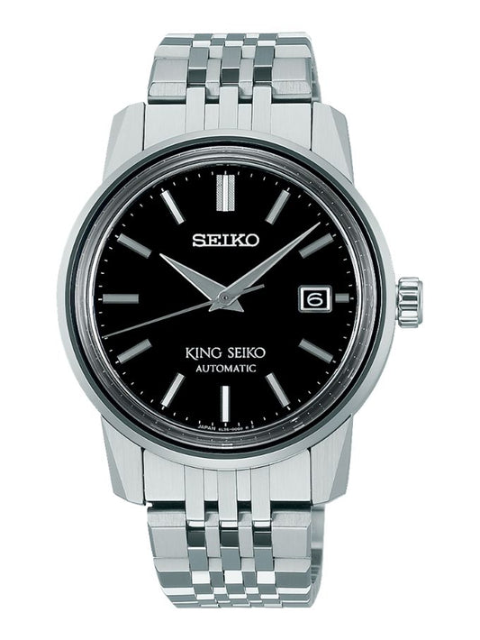 King Seiko SJE091J Black Dial Automatic Date Watch on a Bracelet Band