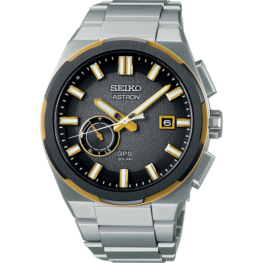 Seiko SSJ026J Astron GPS Solar Two Tone. Titanium Bracelet Band